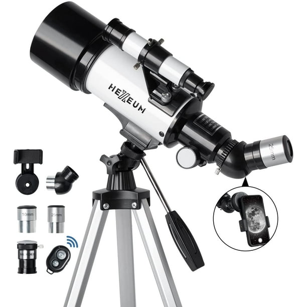 for Kids & Adults Astronomical refracting Portable Telescopes AZ Mount Fully Multi-Coated Optics Telescope 70mm Aperture 500mm Wireless Remote Carrying Bag with Tripod Phone Adapter